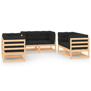 vidaXL 6-tlg. Garten-Lounge-Set mit Kissen Massivholz Kiefer