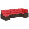vidaXL Garten-Sofa-Set mit Kissen 7 pcs Braun Poly Rattan