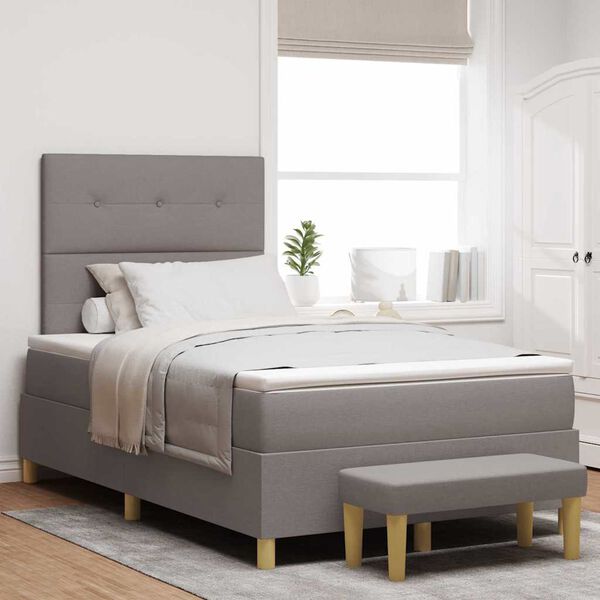 vidaXL Boxspringbett mit Matratze Taupe 120 x 190 cm Stoff