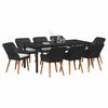 vidaXL Garten Essgruppe mit Kissen 9 pcs Schwarz Poly-Rattan