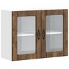 vidaXL K&uuml;chen-H&auml;ngeschrank mit Glast&uuml;r Lucca R&auml;uchereiche Holzwerkstoff