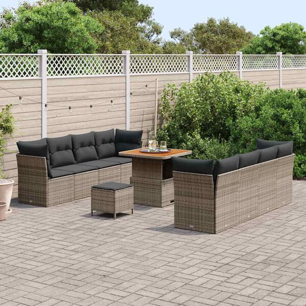 vidaXL Gartensofa-set 11 pcs Grau Poly-Rattan