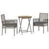 vidaXL Garten Bistro Set 3 Stk. Grau Poly-Rattan