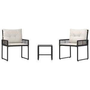 vidaXL Gartenm&ouml;bel-Set 3 stk. 2-Sitzer Schwarz und Cremewei&szlig;