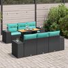 vidaXL 7-tlg. Garten-Sofagarnitur mit Kissen Schwarz Poly Rattan