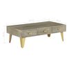 vidaXL Couchtisch Massivholz Mango Grau mit Messing 110x60x35 cm