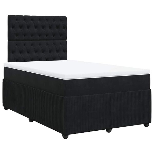 vidaXL Boxspringbett mit Matratze Schwarz 120x190 cm Samt