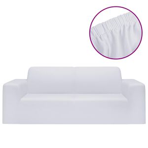 vidaXL Stretch Sofahusse 2-Sitzer Wei&szlig; Polyester-Jersey