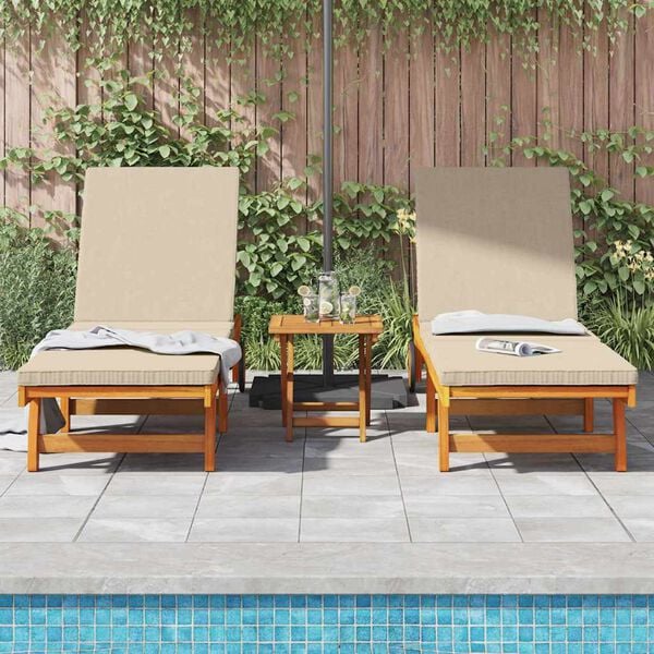 vidaXL Sonnenliege 2 pcs Braun 63 x 199 x 85cm Massivholz Akazie