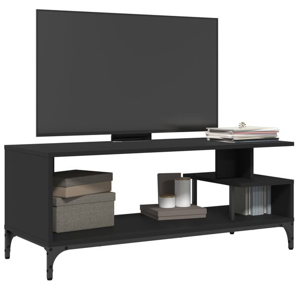 vidaXL TV-Schrank Schwarz 102x40x41 cm Holzwerkstoff und Stahl