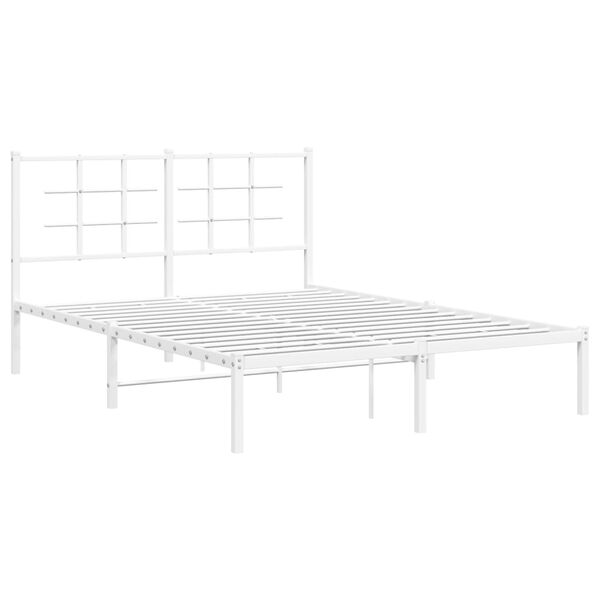 vidaXL Bettgestell mit Kopfteil Metall Wei&szlig; 135x190 cm