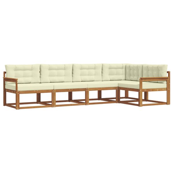 vidaXL Outdoor-Sofagarnitur mit Kissen 5 pcs Natur und Creme