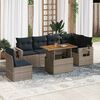 vidaXL 7-tlg. Garten-Sofagarnitur mit Kissen Grau Poly Rattan