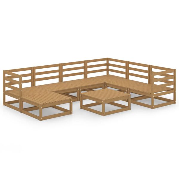 vidaXL 8-tlg. Garten-Lounge-Set Honigbraun Massivholz Kiefer