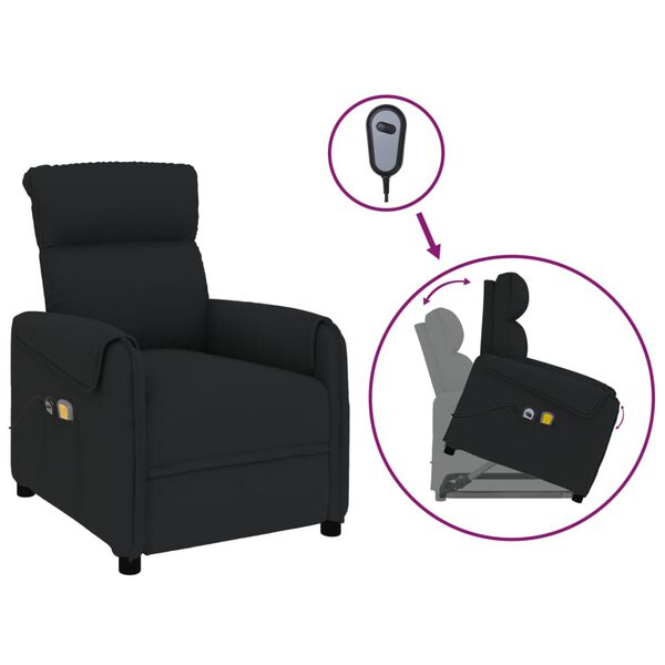 vidaXL Massagesessel mit Aufstehhilfe Schwarz Stoff
