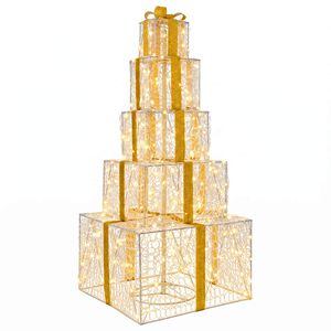 vidaXL Weihnachts-LED-Geschenkbox-Stapel 250 LEDs Warmes Wei&szlig;