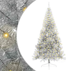 vidaXL K&uuml;nstlicher vorbeleuchteter Weihnachtsbaum Silber 210 cm PET