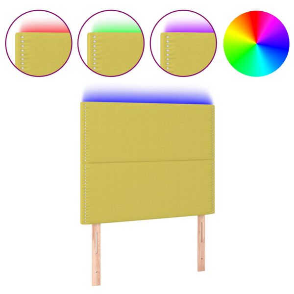 vidaXL LED Kopfteil Gr&uuml;n 90x5x118/128 cm Stoff