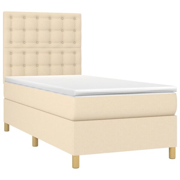 vidaXL Boxspringbett mit Matratze Creme 80x200 cm Stoff