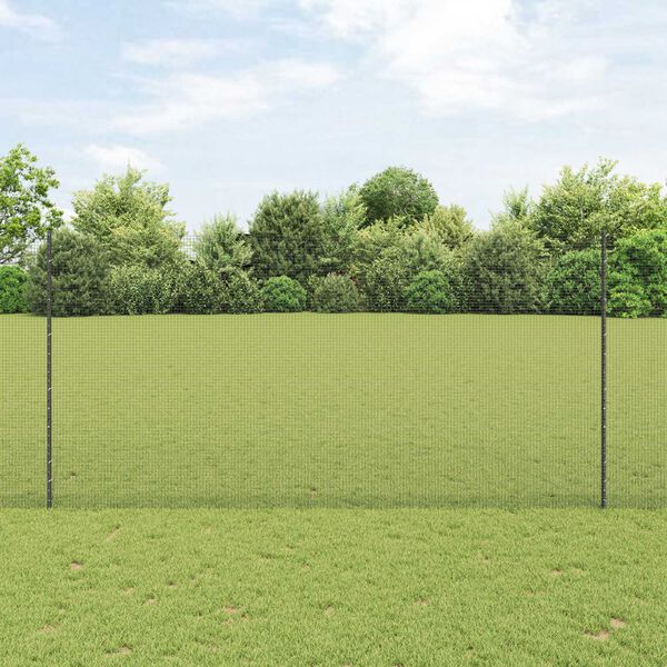 vidaXL Zaun mit Pfosten Grau 1,5 x 10 m Stahl und PVC
