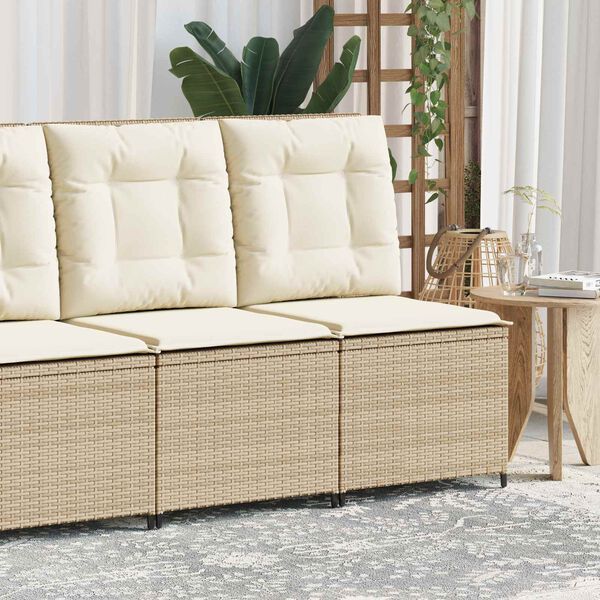vidaXL Gartensofa mit Kissen Beige Poly Rattan