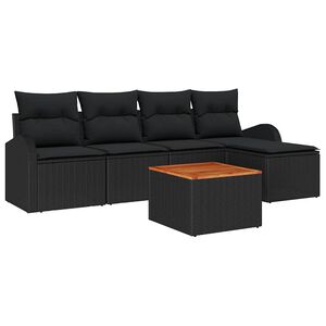 vidaXL Gartensofa-set mit Kissen 6 pcs Schwarz Poly-Rattan