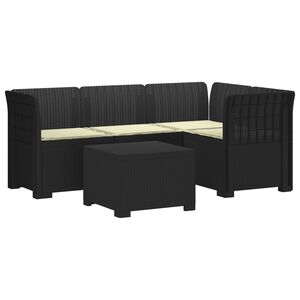 vidaXL 4-Sitzer Garten Sofa mit Kissen Rattan Look PP Anthrazit