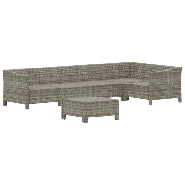 vidaXL 6-tlg. Garten-Lounge-Set mit Kissen Grau Poly Rattan