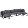 vidaXL Garten-Sofa-Set mit Kissen Schwarz Aluminium