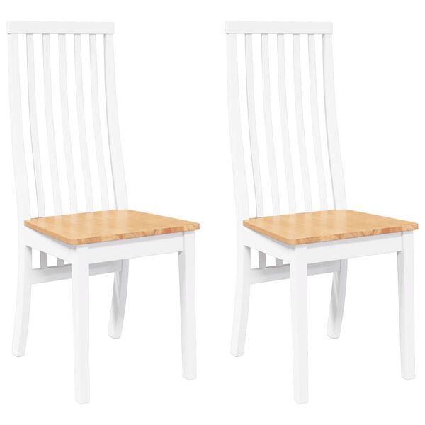 vidaXL Esszimmerst&uuml;hle 2 Stk. Wei&szlig; Massivholz Gummibaum