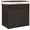 vidaXL W&auml;schekorb mit 2 F&auml;chern Dunkelbraun 53x35x57 cm Poly Rattan
