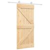 vidaXL Schiebet&uuml;r 90 x 210 cm Massives Kiefernholz Nat&uuml;rlich und Wei&szlig;