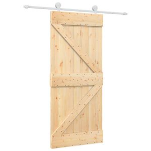 vidaXL Schiebet&uuml;r 90 x 210 cm Massives Kiefernholz Nat&uuml;rlich und Wei&szlig;