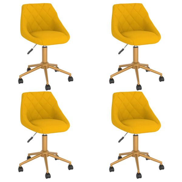 vidaXL Esszimmerst&uuml;hle 4 Stk. Drehbar Gelb Samt