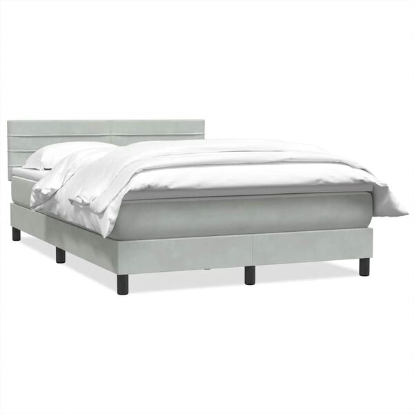 vidaXL Boxspringbett mit Matratze Hellgrau 160x210 cm Samt