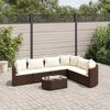 vidaXL 7-tlg. Garten-Sofagarnitur mit Kissen Braun Poly Rattan