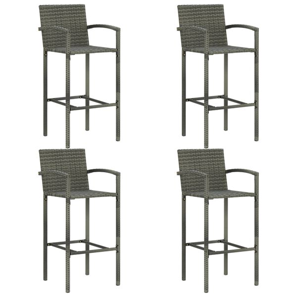 vidaXL 5-tlg. Garten-Bar-Set mit Armlehnen Poly Rattan Grau