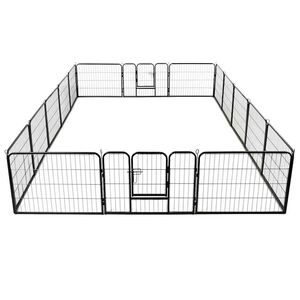 vidaXL Hunde-Laufstall 16 Paneele Stahl 60x80 cm Schwarz