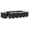 vidaXL 15-tlg. Garten-Essgruppe mit Kissen Schwarz Poly Rattan