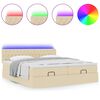vidaXL Ottoman-Bett mit Matratzen & LEDs Creme 160x200 cm Stoff