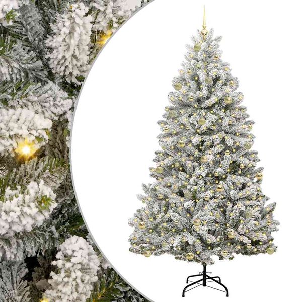 vidaXL K&uuml;nstlicher Weihnachtsbaum Gr&uuml;n und Wei&szlig; 240 cm PVC und Metall