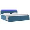 vidaXL Bett mit Stauraum und LED mit LED Dunkelblau 200 x 200 cm Samt