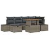 vidaXL Garten-Sofa-Set mit Kissen mit Speicher 7 pcs Grau Poly Rattan