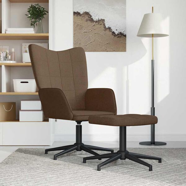 vidaXL Relaxsessel mit Hocker Braun Stoff