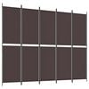 vidaXL 5-tlg. Paravent Braun 250x200 cm Stoff