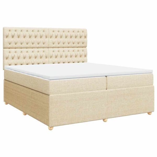 vidaXL Boxspringbett mit Matratze Creme 200x200 cm Stoff