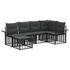 vidaXL Outdoor-Sofagarnitur 6 stk. Schwarz und Dunkelgrau Polyester