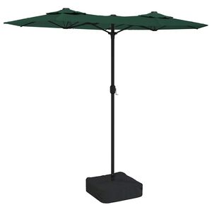 vidaXL Doppel-Sonnenschirm mit LED-Leuchten Gr&uuml;n 316x145 cm