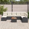 vidaXL Gartensofa-set mit Kissen 9 pcs Schwarz Poly Rattan