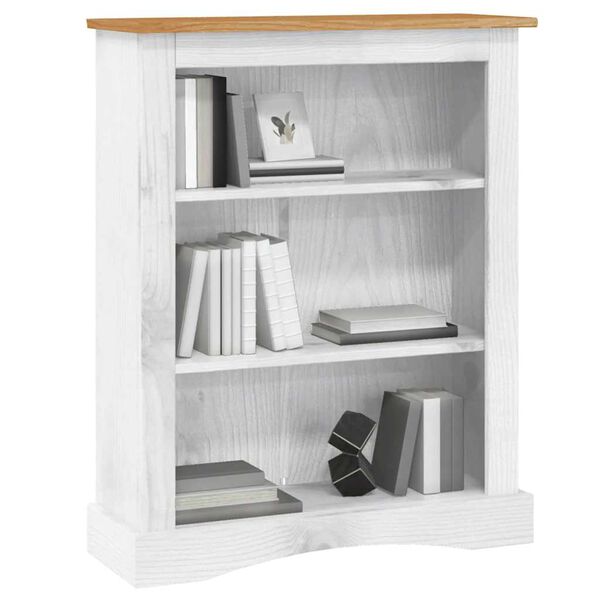 vidaXL B&uuml;cherschrank 3 F&auml;cher Mexiko-Stil Kiefernholz Wei&szlig; 81x29x100cm